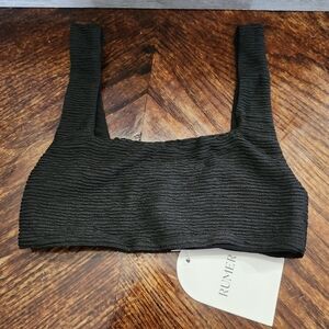 NWT Revolve Rumer The Label Black Ribbed Rosa Crop Or Swim Top Sz XS